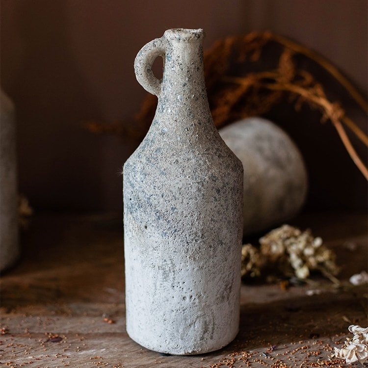 Small Opening Rough Textured Dried Flower Vase - RusticReach