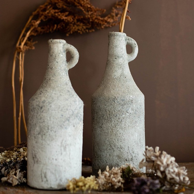 Small Opening Rough Textured Dried Flower Vase - RusticReach