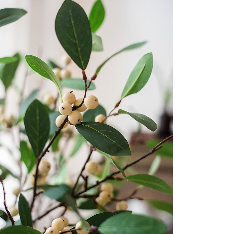 Artificial Fruit Snow Berry Leaf Stem 28" Tall Silk Plant - RusticReach