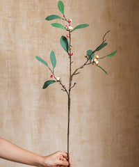 Artificial Fruit Snow Berry Leaf Stem 28" Tall Silk Plant
