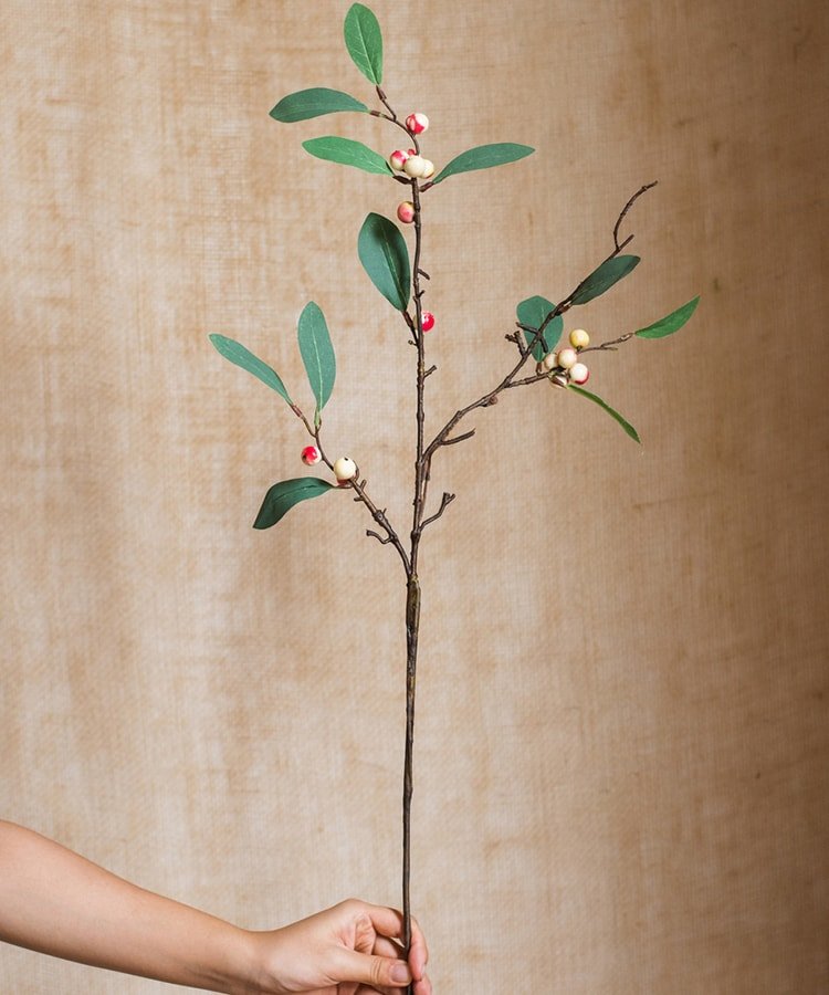 Artificial Fruit Snow Berry Leaf Stem 28" Tall Silk Plant - RusticReach