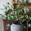 Artificial Fruit Snow Berry Leaf Stem 28" Tall Silk Plant - RusticReach