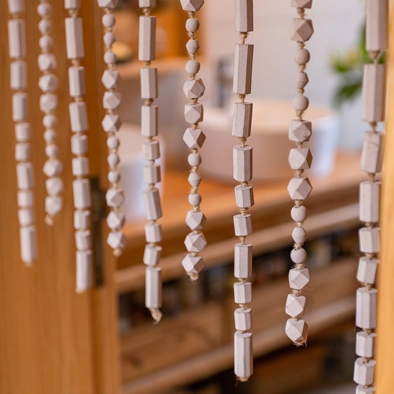 Solid Color Wood Beaded Cord DIY Door Curtain – RusticReach