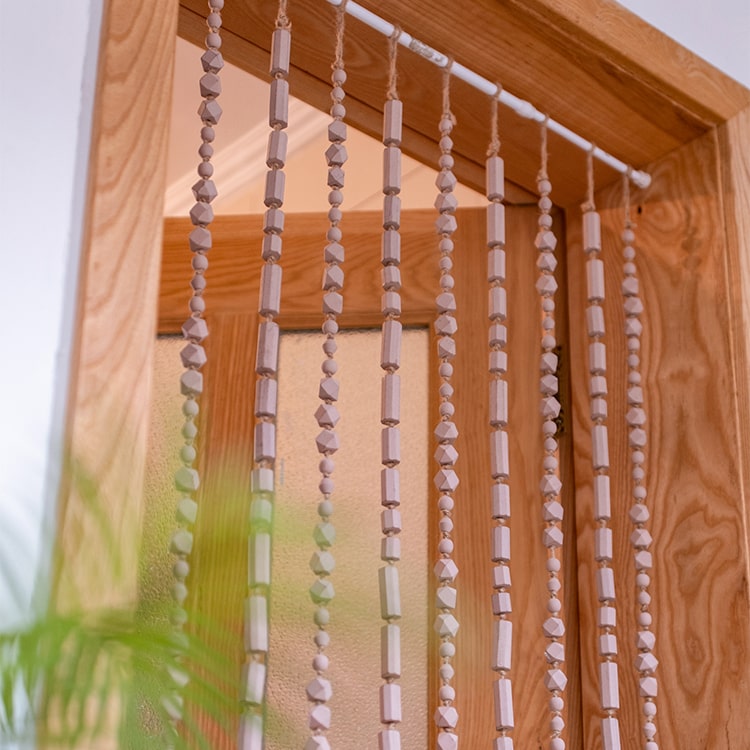 Solid Color Wood Beaded Cord DIY Door Curtain
