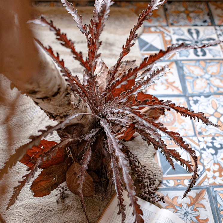 Artificial Spider Brake Fern Stem in Brown 43" Tall Faux - RusticReach