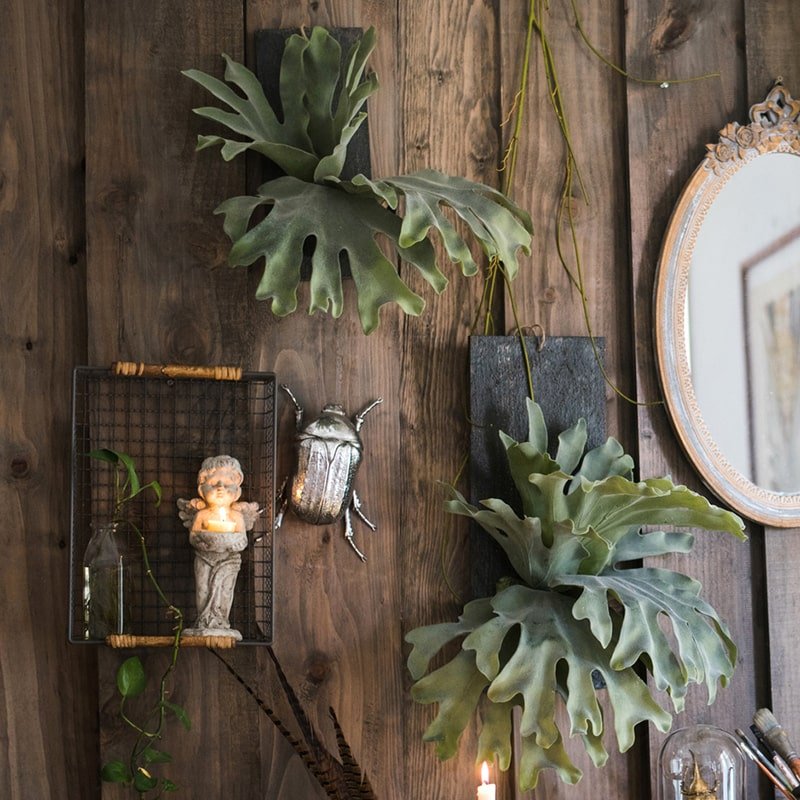 hanging board for plants Artificial Faux Fern Madagascar Staghorn Wood Board Hanging – RusticReach