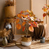 Artificial Silk Red Leaf Banyan Tree In Pot - RusticReach
