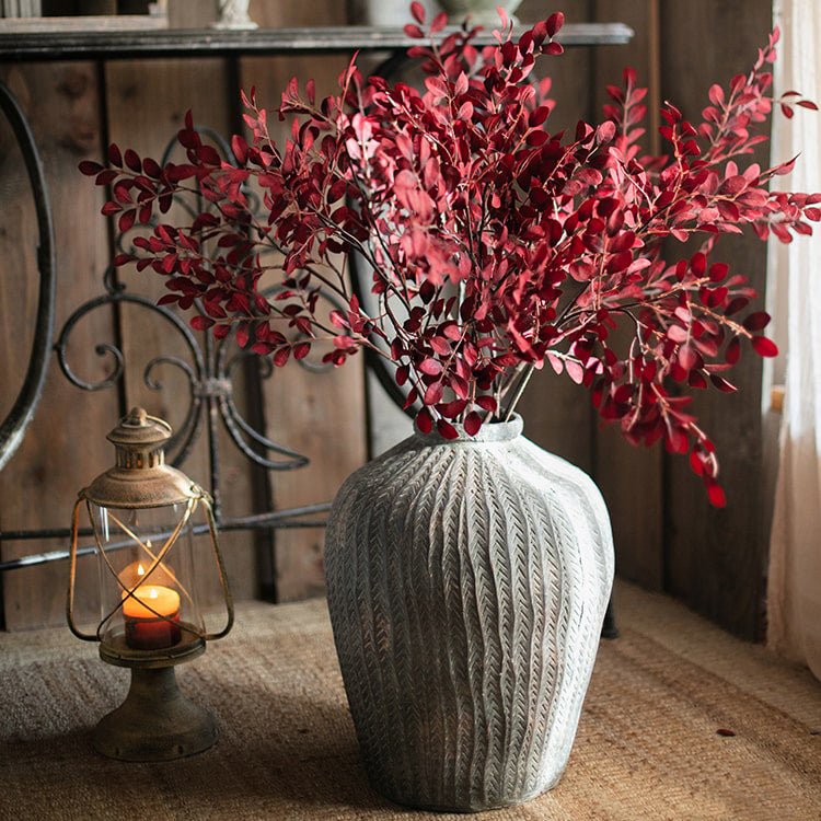 Artificial Red Tzu Tan Leaf Stem 42" Tall Faux - RusticReach