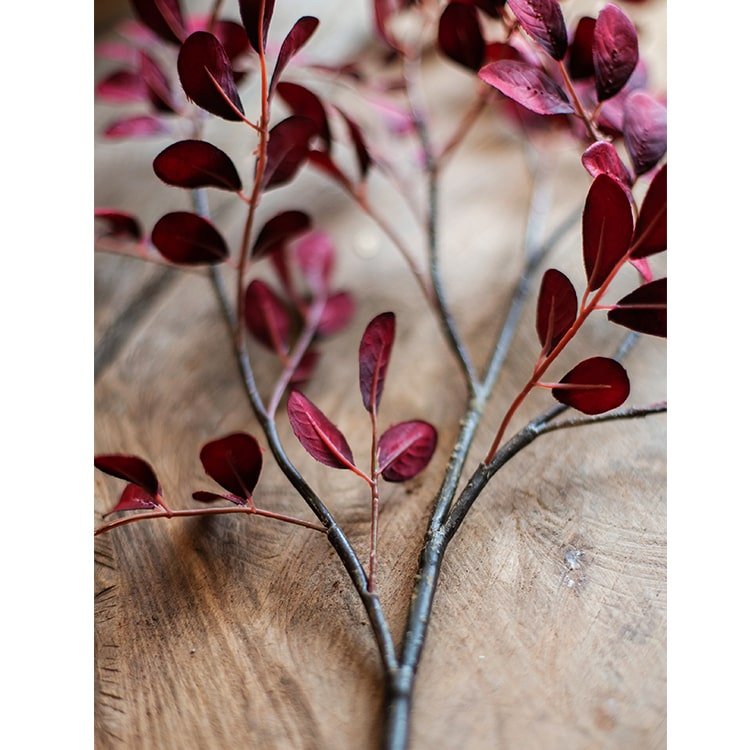 Artificial Red Tzu Tan Leaf Stem 42" Tall Faux - RusticReach