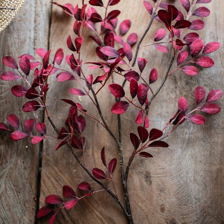 Artificial Red Tzu Tan Leaf Stem 42" Tall Faux - RusticReach