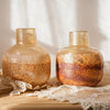 Hand Blown Bubble Glass Bud Vase Amber - RusticReach