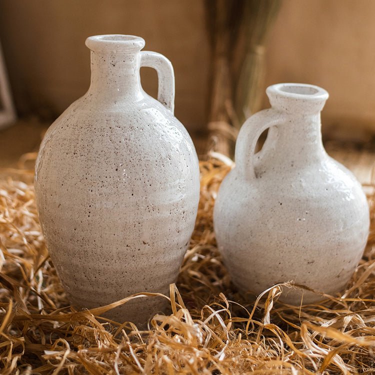 White Ceramic Vase Small Opening Vase - RusticReach