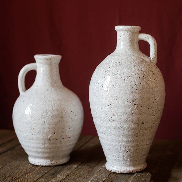 White Ceramic Vase Small Opening Vase - RusticReach