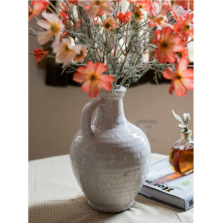 White Ceramic Vase Small Opening Vase