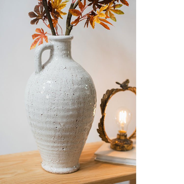 White Ceramic Vase Small Opening Vase - RusticReach