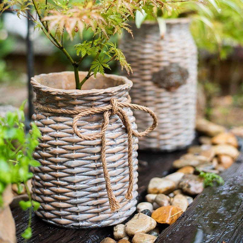 willow plant pot Willow Style Ribbon Concrete Flower Pot – RusticReach