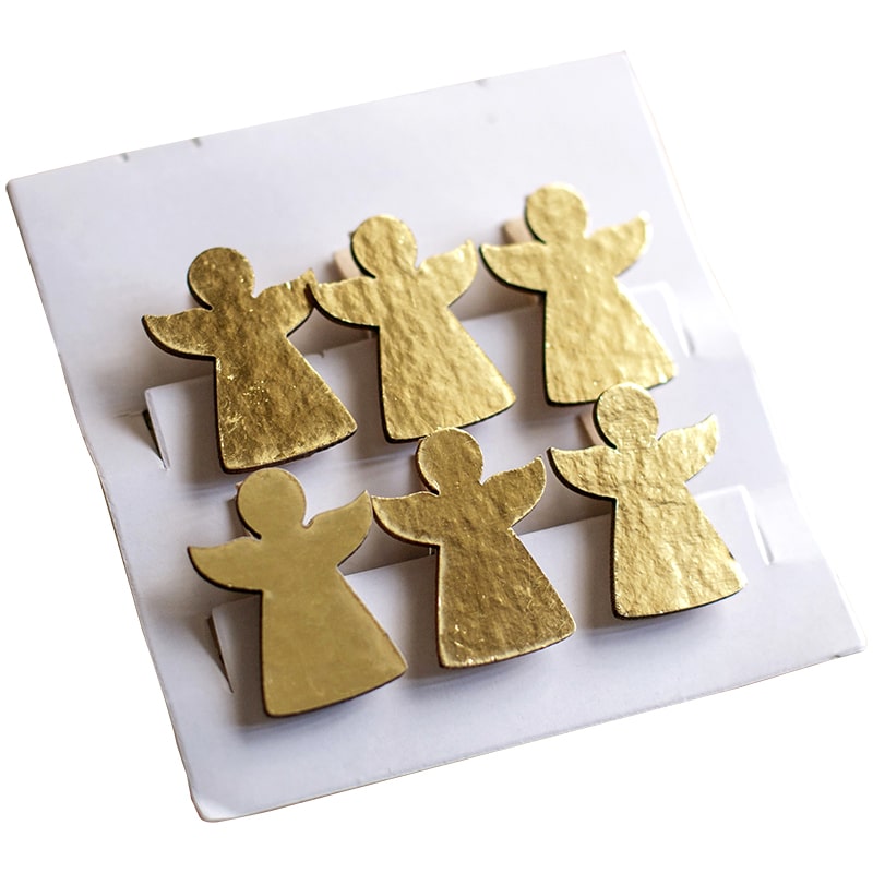 Christmas Wood Clips Randomly Picked Set of 3 Total 18 Pieces