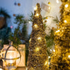 Christmas Rattan Cone Tree in Gold - RusticReach
