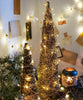 Christmas Rattan Cone Tree in Gold - RusticReach