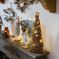 Christmas Rattan Cone Tree in Gold
