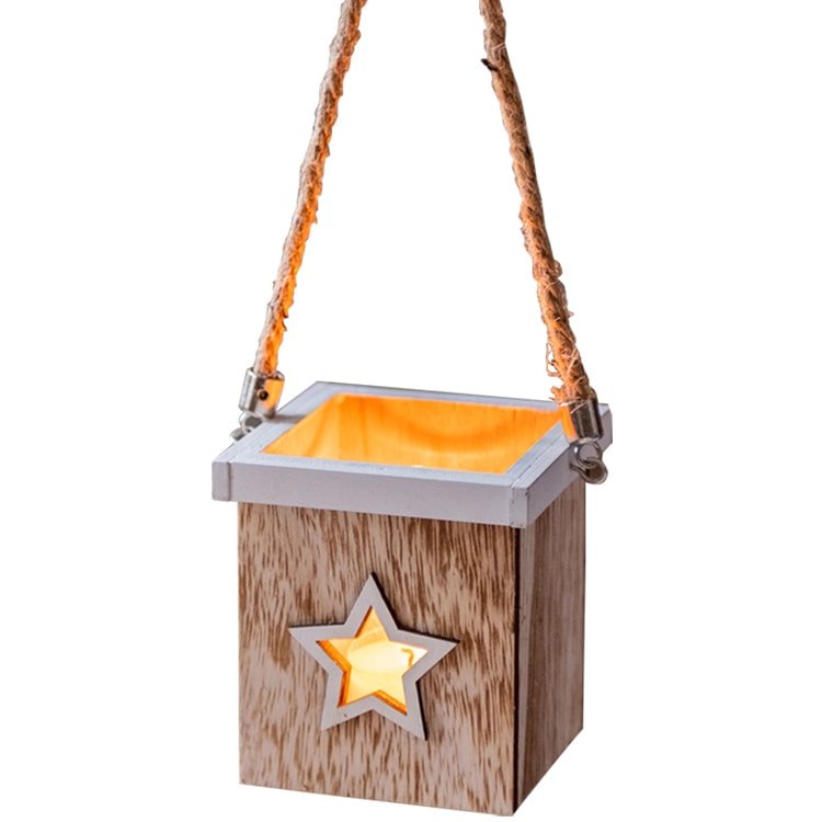 Christmas Tree Wood Box Candle Holder Ornament Randomly Picked - RusticReach