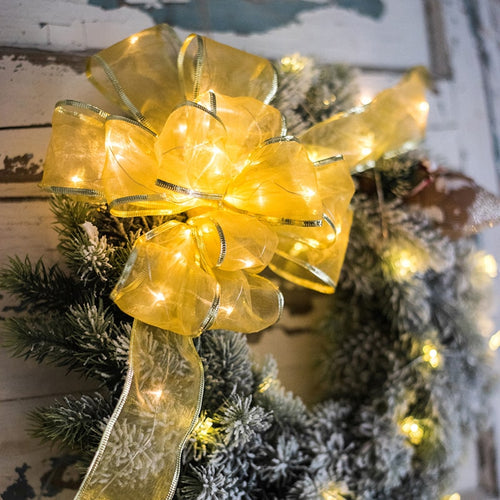 Christmas Lighted Ribbon Wire Ribbon in Yellow 91 Long