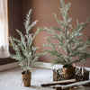 Cedar Fir Tree Snow Flocked Christmas Tree in Paper Wrapped Base - RusticReach