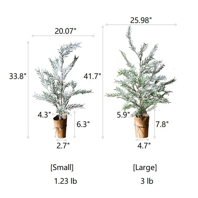 Cedar Fir Tree Snow Flocked Christmas Tree in Paper Wrapped Base - RusticReach