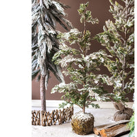 Silver Fir Tree Snow Flocked Christmas Tree in Artificial Moss Base