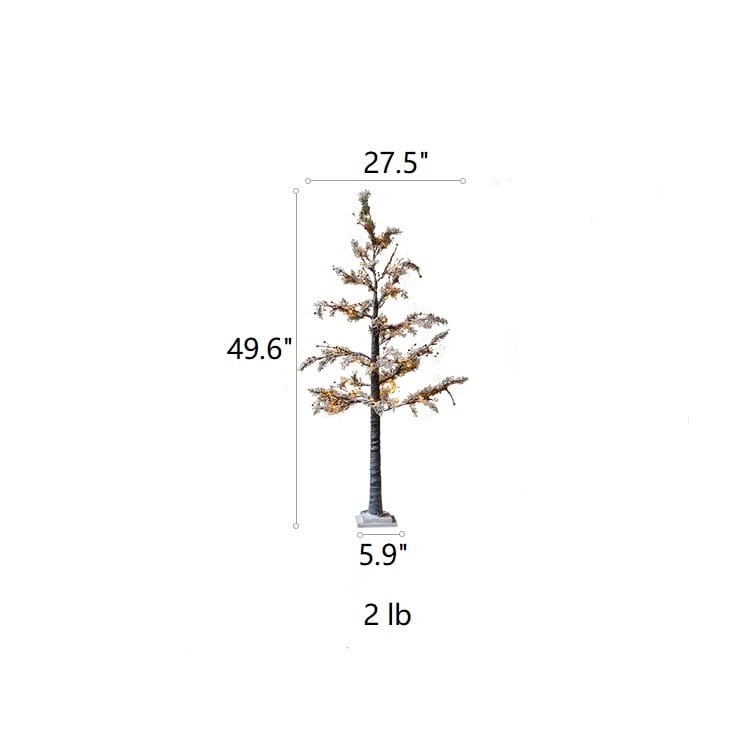 Snow Flocked Lighted Christmas Tree with Red Berry Branches 49.6" Tall
