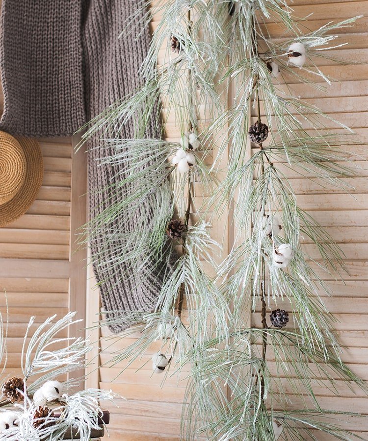 Christmas Faux Snow Pine Needle Wreath or Vine - RusticReach