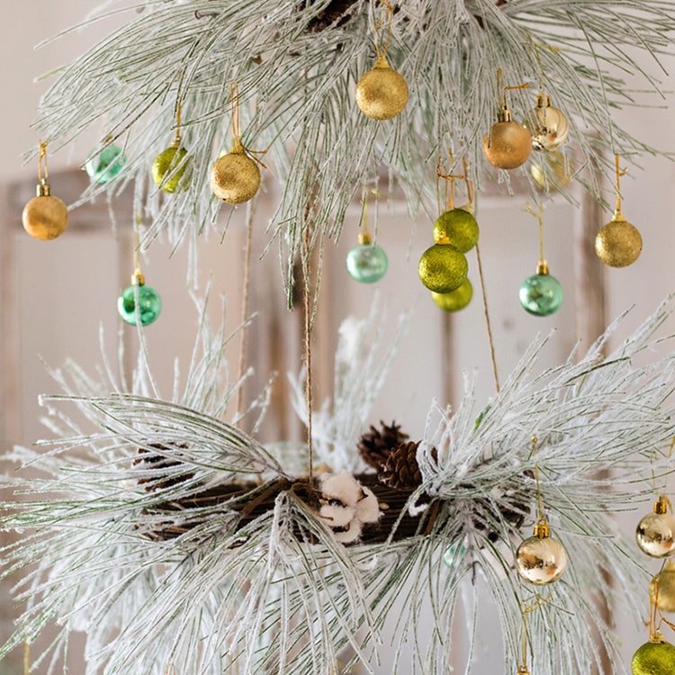 Christmas Faux Snow Pine Needle Wreath or Vine - RusticReach