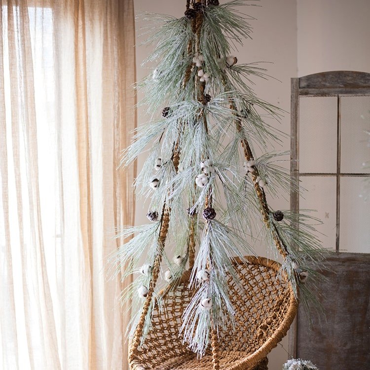 Christmas Faux Snow Pine Needle Wreath or Vine - RusticReach