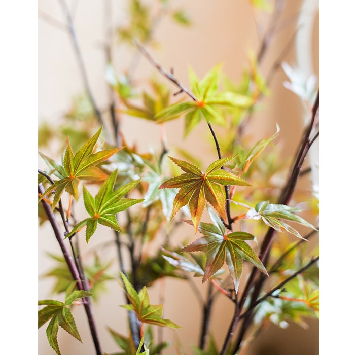 Silk Zen Style Green Maple Leaf Stem 43" Tall