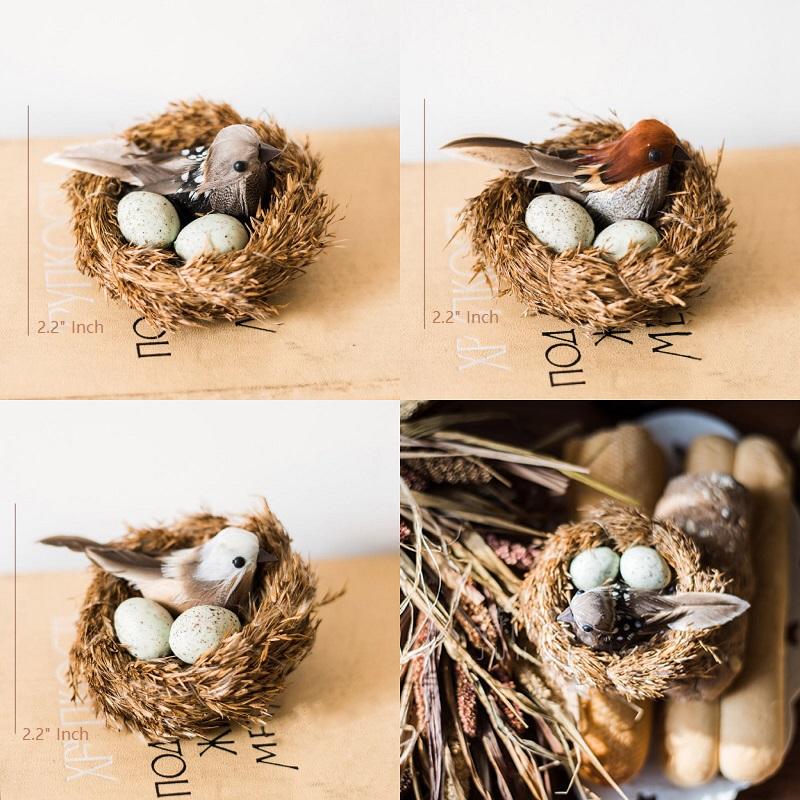 Artificial Bird Nest Ornament Randomly Picked Set of 2 - RusticReach
