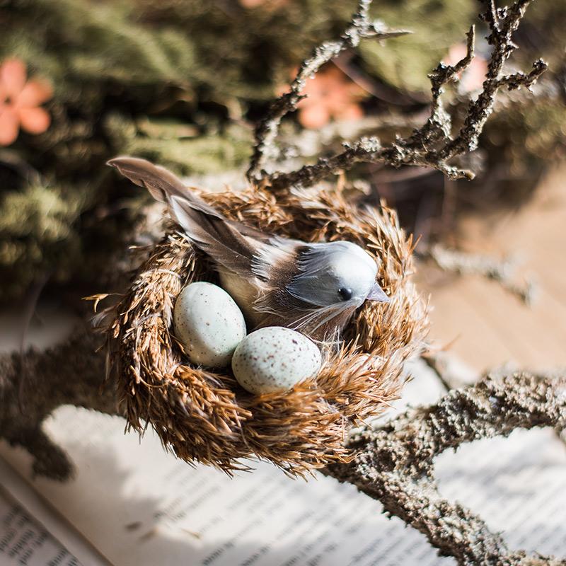 Artificial Bird Nest Ornament Randomly Picked Set of 2 - RusticReach