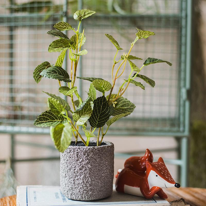 Artificial Bonsai Reticulate Leaf Potted Plant 11" Tall RusticReach 