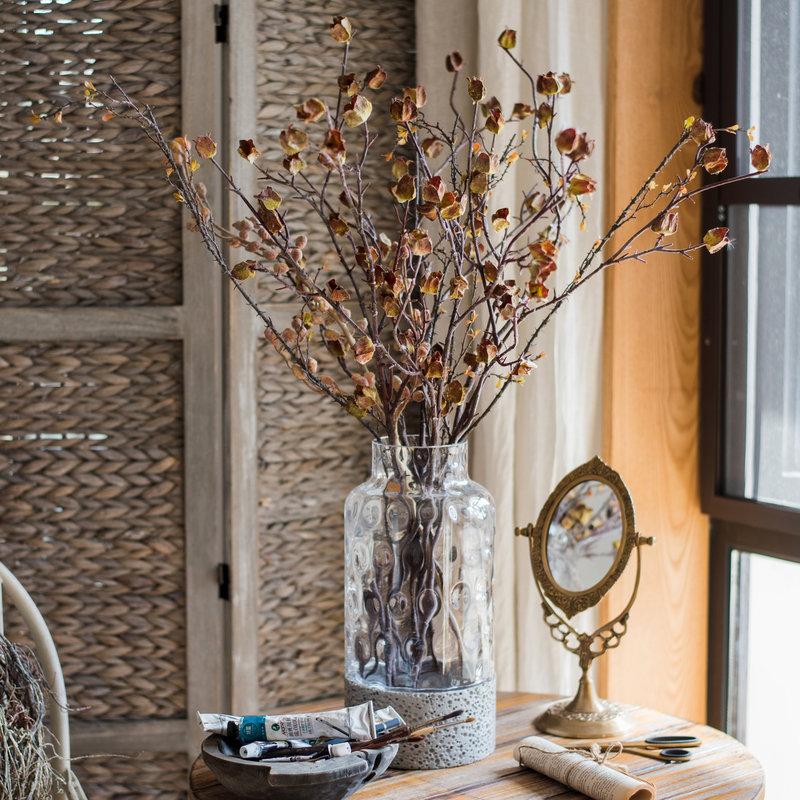 Faux Silk Artificial Hibiscus Flower Stem Dry 35.4" Tall - RusticReach