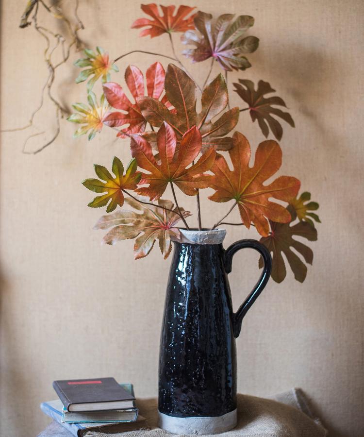 Artificial Fatsia Leaf in Autumn Red 32" Tall Faux - RusticReach