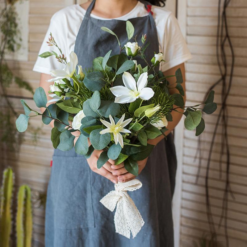 Artificial Flower Bouquet Clematis Flower in Greenery 20" Tall - RusticReach