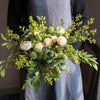 Artificial Flower Bouquet Greenery White Rose Bouquet 13" Tall - RusticReach