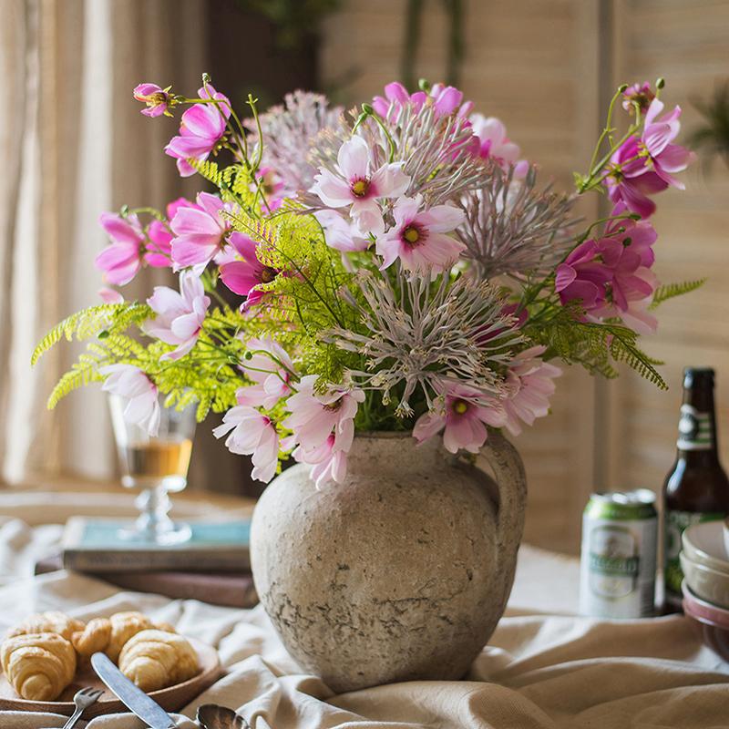 Artificial Silk Flower Bouquet Pink Daisy 20" Tall - RusticReach