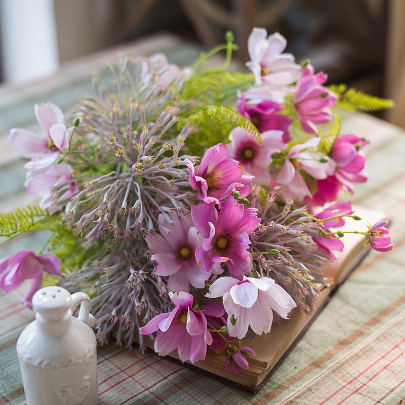 Artificial Silk Flower Bouquet Pink Daisy 20" Tall - RusticReach