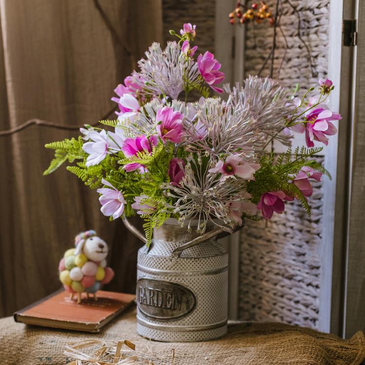 Artificial Silk Flower Bouquet Pink Daisy 20" Tall - RusticReach