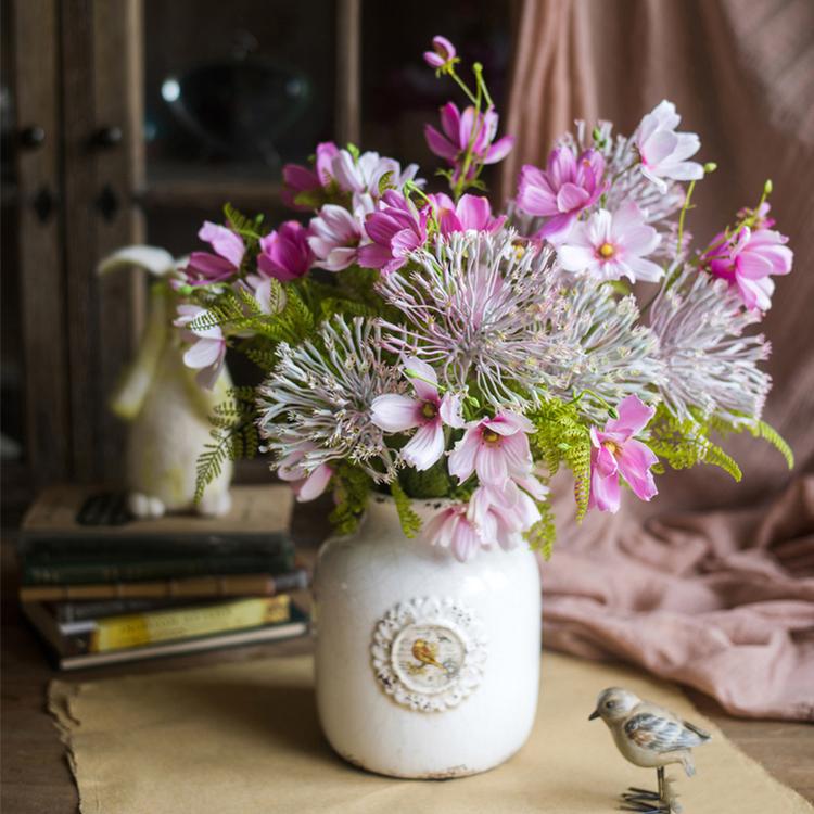 Artificial Silk Flower Bouquet Pink Daisy 20 Tall