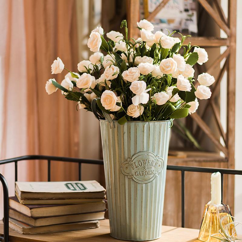 Artificial Flower Eco PE Camellia Bloom Stem Set in White 16" Tall - RusticReach
