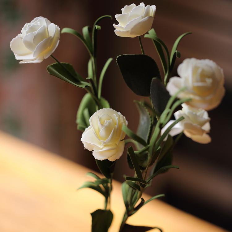 Artificial Flower Eco PE Camellia Bloom Stem Set in White 16" Tall - RusticReach
