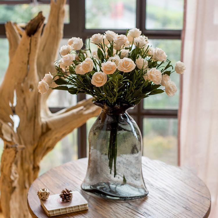 Artificial Flower Eco PE Camellia Bloom Stem Set in White 16" Tall - RusticReach
