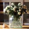 Artificial Flower Eco PE Camellia Bloom Stem Set in White 16" Tall - RusticReach