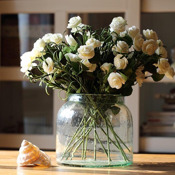Artificial Flower Eco PE Camellia Bloom Stem Set in White 16" Tall - RusticReach
